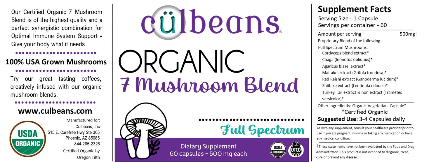 Organic seven mushroom capsules